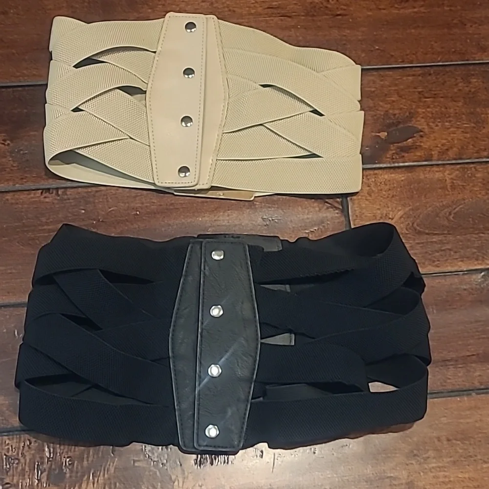 Lace-Up Corset Belts in Black and Beige (2) Size M-XL - Picture 2 of 4